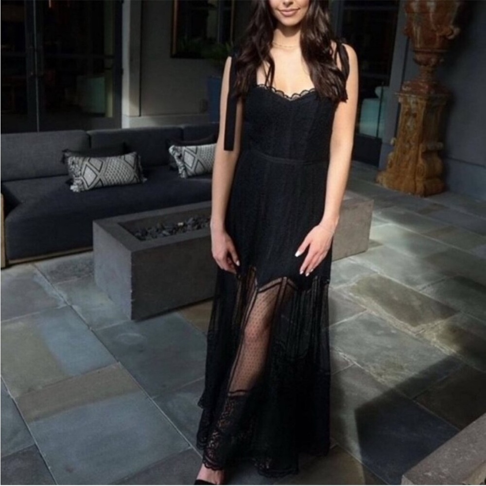 Gianni Bini Black Sheer Lace Maxi Dress - Picture 4 of 10